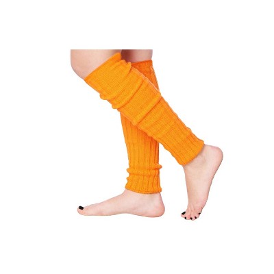 Isadora Paccini Women's 80s Style Ribbed Leg Warmers Tangerine Orange Fusion for Parties & Sports Accessories