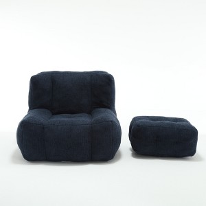Ridstar Modern Accent Chair, Armless Chair Chair with Ottoman For Living Room & Bedroom-Blue - 1 of 4