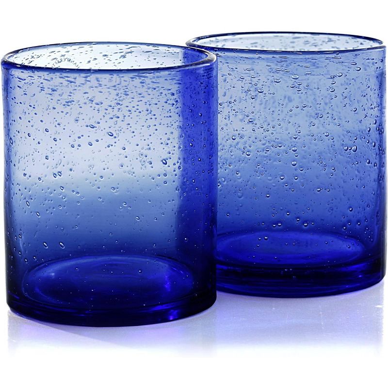 ARTLAND Iris Seeded Cobalt 14 Ounce Double Old Fashioned Glass, Set of 6, 1 of 2