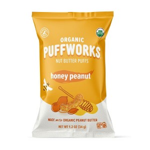 Puffworks Organic Honey Peanut Butter Puffs (6-pack of 1.2oz bags) - 1 of 4