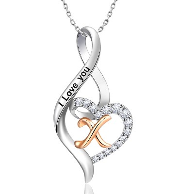 Molenia Heart Initial Necklace for Women, 925 Sterling Silver Heart Letter Pendant Necklace for Her, Fine Jewelry Necklace Gifts for Her Wife Women