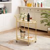 Rosary Blenn Modern Gold Bar Cart with Wheels – 2-Tier Rolling Serving Trolley - 2 of 4