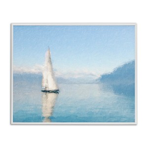 Stupell Industries Blue Ocean Sailboat Sea Reflection Framed Giclee Art - 1 of 4