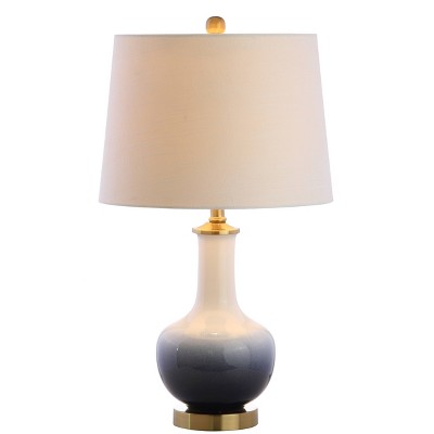 25" Ceramic/Brass Gradient Table Lamp (Includes LED Light Bulb) White - JONATHAN Y