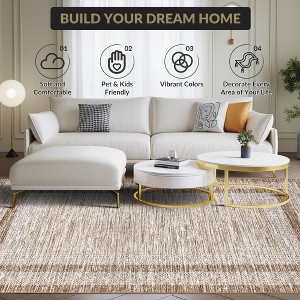 Modern Geometric Bordered Area Rug Non Slip Non Shedding Rug Soft Low Pile Floor Carpet Washable Thin Rug, Contemporary Distressed Rug - 1 of 4