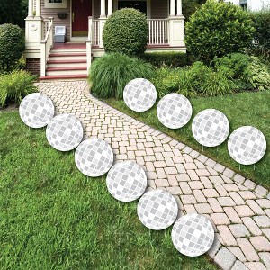 Big Dot of Happiness Disco Ball - Lawn Decorations - Outdoor Groovy Hippie Party Yard Decorations - 10 Piece - 1 of 4