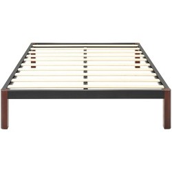 Wood Slat And Metal Platform Bed Frame, Wood Bed Frame Without Box Spring