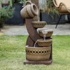 LuxenHome 30" Tall 4 Tired Jug & Bowl Resin Water Fountain Outdoor and Indoor Water Feature with Cascading Water Flow Brown - 3 of 4