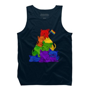 Adult Design By Humans Cat Pile Rainbow Pride Flag By ACEGlobal Tank Top - 1 of 2