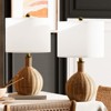 Maxax Woven Rattan Table Lamp, Modern Boho Desk Lamp with White Fabric Shade & Gold Accents for Bedroom, Living Room, Dining Room Decor - 3 of 4