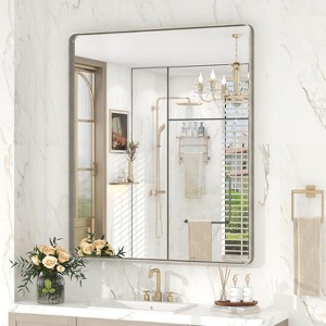 KIOTEE Rectangular Aluminum Alloy Framed and Tempered Glass Wall Bathroom Vanity Mirror in Matte Black - 1 of 4