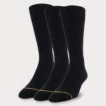 Signature Gold by GOLDTOE Men's Solids Bamboo Rayon Relaxed Top Crew Socks 3pk - Black 6-12.5