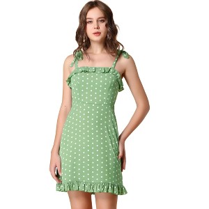 Allegra K Women's Printed Sleeveless Ruffle Tie Shoulder Summer A Line Mini Dress - 1 of 4