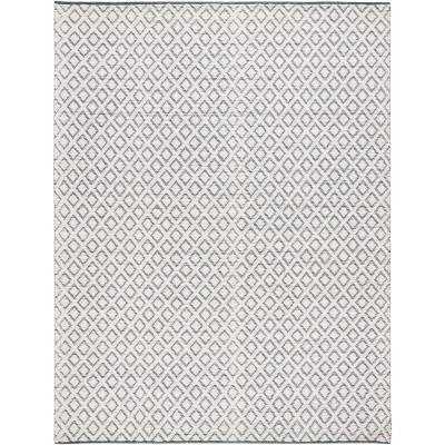 Ivory and Green Hand-Knotted Wool 6' x 9' Area Rug