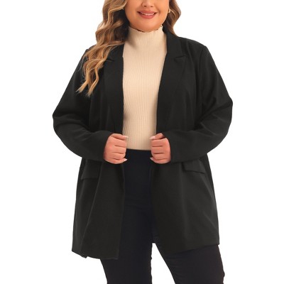 Agnes Orinda Women's Plus Size Long Sleeves Lapel Button with Pockets Office Work Jackets Blazer