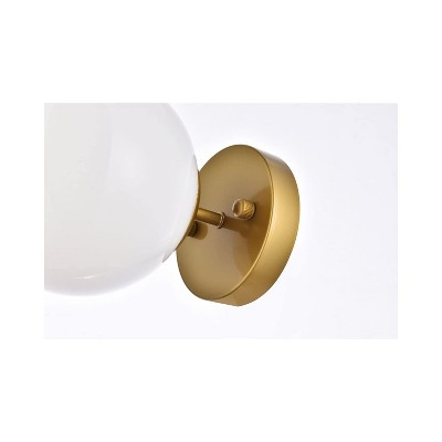Brass and Frosted White Round Glass Sconce