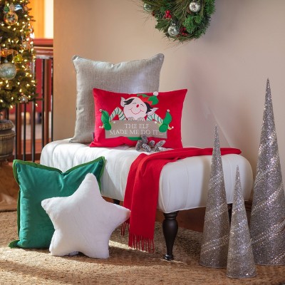 16.5" Snow White Faux Fur Star-Shaped Throw Pillow