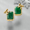 Ross-Simons 7.50 ct. t.w. Emerald Bow Earrings in 18kt Gold Over Sterling - 4 of 4