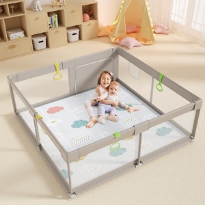 Fodoss Baby Playpen with Mat ，59 x71 In Playpen for Babies and Toddlers, Indoor & Outdoor Activity Center, Safety Baby Fence - 1 of 4