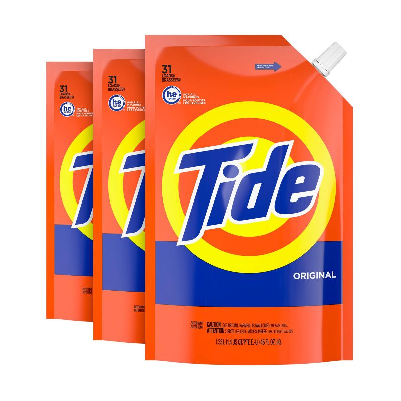 Tide Original Liquid Laundry Detergent Smart Pouch HE Turbo Clean - 135 fl oz/3pk, 1 of 10
