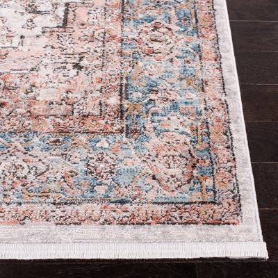 Hand-Knotted Blue Abstract Synthetic Area Rug, 26" x 8"
