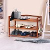 Tangkula Freestanding 3-Tier Wood Shoe Rack Shelf Storage with 4 Metal Hanging Bars - 2 of 4