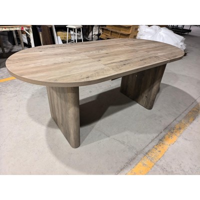 70.8 Inch Kitchen Dining Table for 6-8 People, Large Round Dining Room Tables for Living Room, Oval Kitchen Table with Wood Base