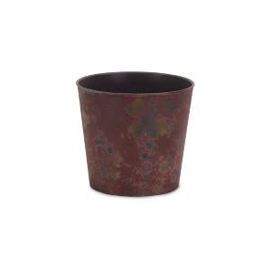 HomeRoots 7" Red Recycled Plastic Indoor Outdoor Round Pot Planter - 1 of 3