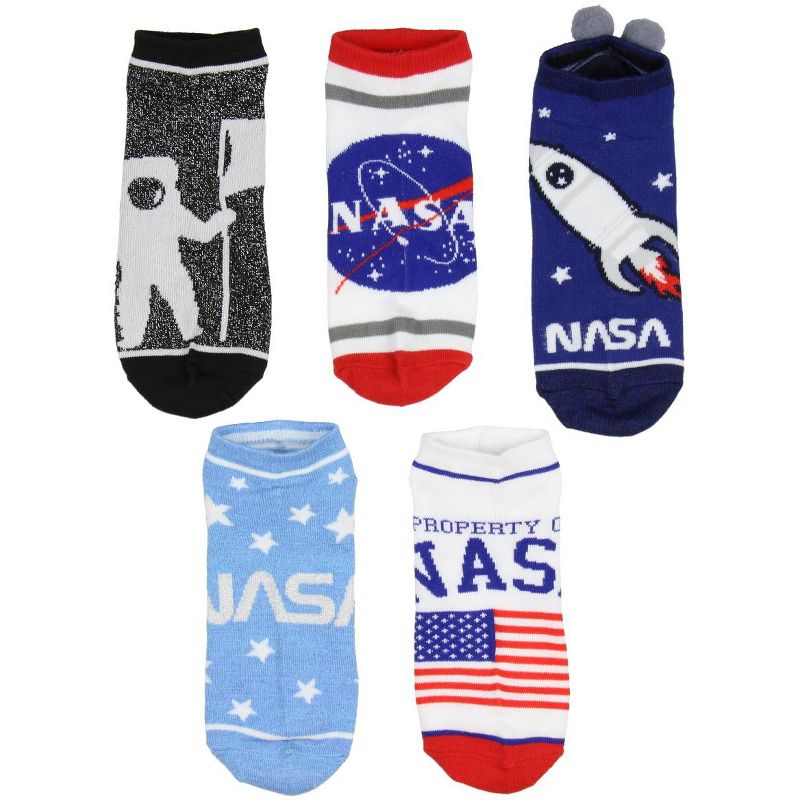 NASA Buzz Aldrin Family Foundation Adult Unisex 5 Pack Ankle Socks Multicoloured, 1 of 4