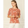 INSPIRE CHIC Women's Floral Summer Crew Neck Casual Shirred Short Sleeve Blouse - 3 of 4