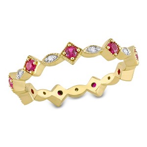 EVERLY JEWELRY | 10K Gold Created Gemstone and Diamond Accent Eternity Ring-Multiple Gemstone and Metal Color Options - 1 of 4