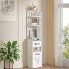 VECELO Corner Shelf Stand, Bathroom Corner Cabinet for Narrow Space, Small Storage Organizer with Toilet Paper Drawer, White - 4 of 4