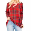 Women's Holiday Plaid Criss Cross Top - HEIMISH USA - 3 of 3