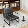 Gulches Modern Linen Accent Chair with Ottoman - Upholstered Sofa Chair, Sturdy Metal Frame for Living Room Bedroom Office - 3 of 4