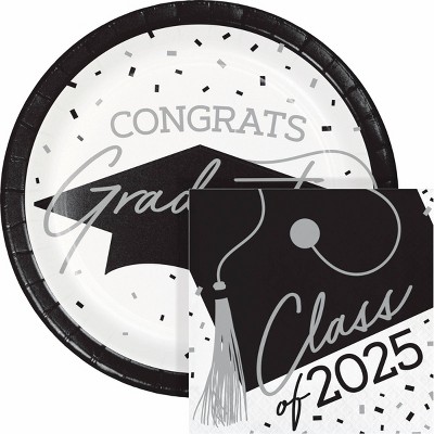 Creative Converting 2025 Graduate School Spirit White Paper Plate and Napkin Kit 36ct