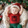 SmileyWorld Checkered Christmas Wink - Baby Short Sleeve Graphic Bodysuit - 3 of 4