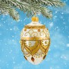 Miss Christmas 4.5 Inch Small White And Gold Faberge Egg Christmas Tree Ornament , Christmas Decor Easter Retro Style (1PC) - 2 of 4