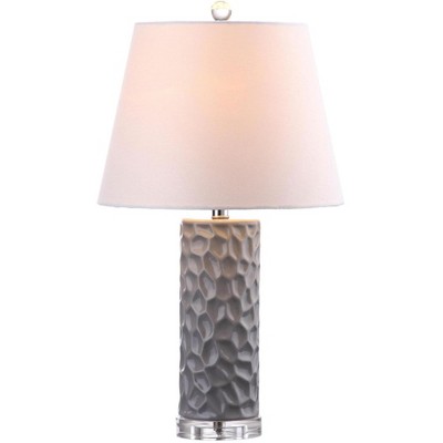 Dixon 23.5 Inch Gray Ceramic Table Lamp Set with White Shade