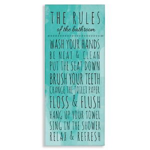 Stupell Industries Bathroom Rules on Turquoise, 10" x 24" - 1 of 4