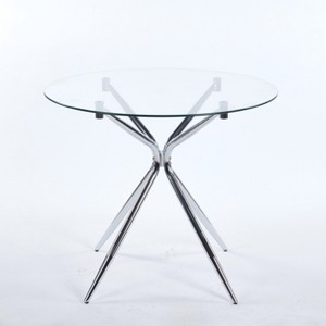 Gulches 5-Piece Mid-Century Dining Set, Black+Grey Glass Table & 4 Metal Leg Chairs, Space-Saving for 4-6 People Home Kitchen - 1 of 4