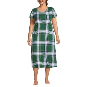 Lands' End Women's Cotton Short Sleeve Midcalf Nightgown - 1 of 3