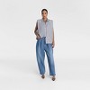 KBB by KAHLANA Women's Sleeveless 'The Shoulder Pad Shirt' - Blue/White Striped - 3 of 3