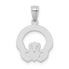 Black Bow Jewelry 14k White Gold Satin & Diamond Cut Flat Claddagh Pendant, 14mm - 3 of 4