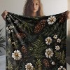 Lomsoe Vintage Pine Cone & White Daisy Print Flannel Blanket - All Seasons Soft and Warm Throw Blanket for Bed, Napping, Camping, Travel, Office - 2 of 4