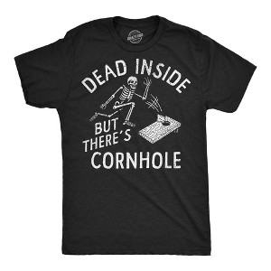 Mens Funny T Shirts Dead Inside But Theres Cornhole Sarcastic Graphic Novelty Tee For Men - Crazy Dog Men's T Shirt For Fourth Of July Black L - 1 of 4