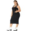Agnes Orinda Women's Plus Size Denim Back Vent Raw Hem Bodycon Dresses - 3 of 4