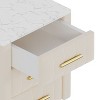 PAGED Upholstered Night Stand Modern Wooden Nightstand with 3 Storage Drawers and Marble Stickers Tabletop for Bedroom - 3 of 4