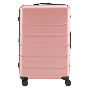 Gulches 28" Hard sided expand suitcase with rotating wheels, TSA lock, retractable handle, Pink - 1 of 4