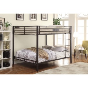 NicBex Queen Size Bunk Bed Metal Bed Frame with Ladder and Full Length Guardrail, Space Saving, No Box Spring Required, Black - 1 of 4