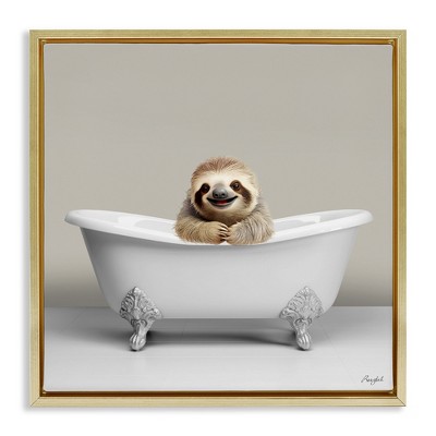 Stupell Industries Happy Sloth in Bathtub, 18" x 18"